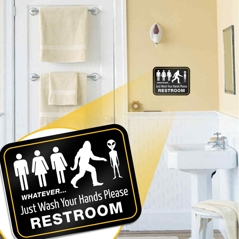 Signs Funny Bathroom Sign For Restroom 11.5" X 8.75" Rigid Pvc | All Gender Bigfoot