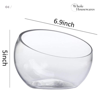 Glass Slant Bowl Glass Terrarium Set of 2 (Dia 6.3" X H 5.1"