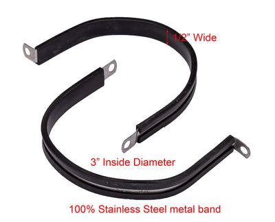 3" Diameter Stainless Cushion Cable Clamp, 18-8 Stainless Steel (10pc