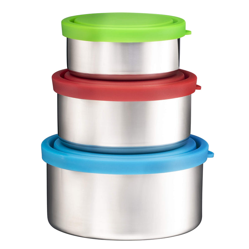 Bruntmor Trio Nesting 18/8 Stainless Steel Food Containers with Leak-Proof Lids, Set