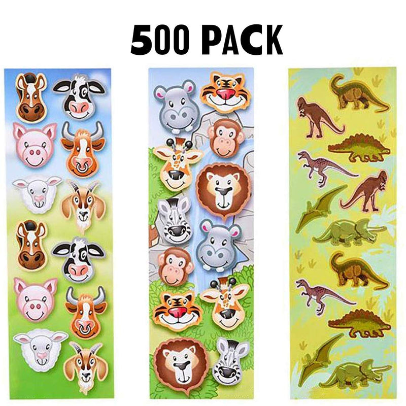 Kicko Assorted Mini Stickers - 500 Pack - for Rewards, Party Favors, Game Prizes, Novelty