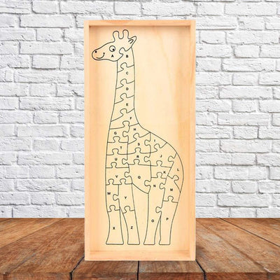 Kicko Wooden Giraffe Letter Puzzle - Multi-Color, Educational 26 Puzzle Piece in Wooden