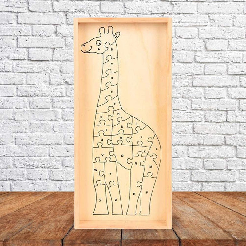 Kicko Wooden Giraffe Letter Puzzle - Multi-Color, Educational 26 Puzzle Piece in Wooden