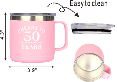 50th Happy Birthday Gift for Women, 50th Birthday Coffee Mug Tumbler, 50 and Fabulous