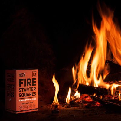 Fire Starter Squares 144, Easy Burn Your Bbq Grill, Camping Fire, Wood Stove, Smoker