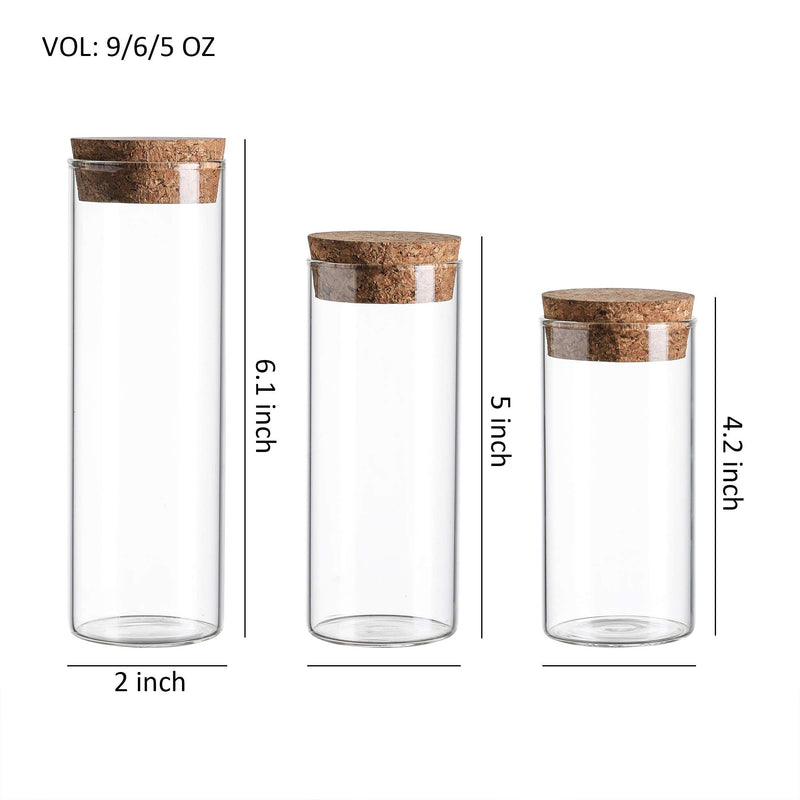 Empty Refillable Borosilicate Glass Bottles Vials Jars,Glass Test Tube with Cork Caps