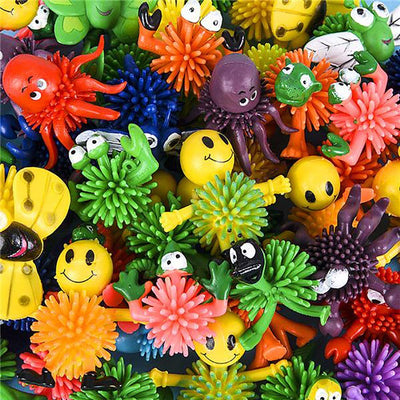 Kicko Assorted Mini Spiky Character Balls with Easter Basket Fillers, 2 Inch, 50