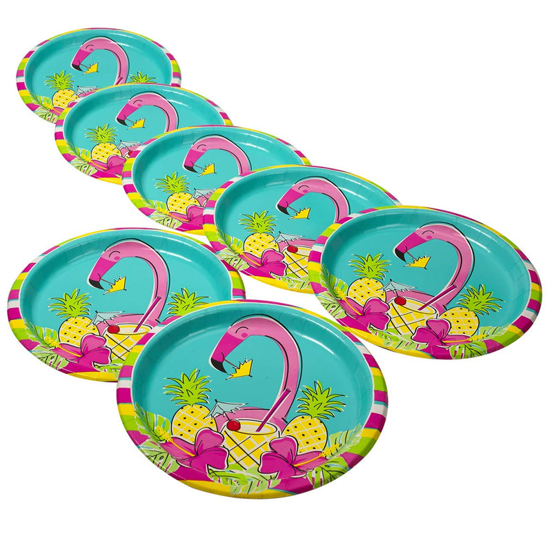 Kicko Flamingo Paper Plates - 24 Pack - 9 Inch - Disposable Dinner Accessories for Party