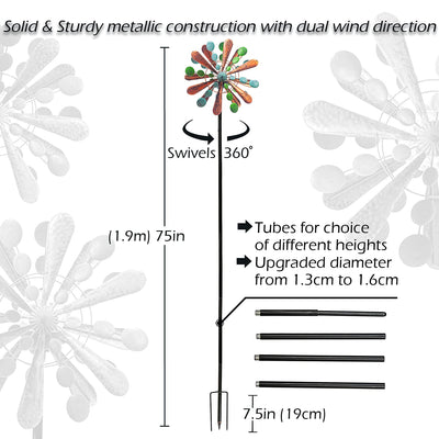 Solar Wind Spinner Aviator3 75in Multi-Color Seasonal LED Lighting Solar Powered Glass