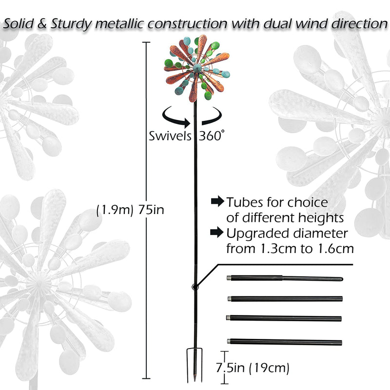 Solar Wind Spinner Aviator3 75in Multi-Color Seasonal LED Lighting Solar Powered Glass