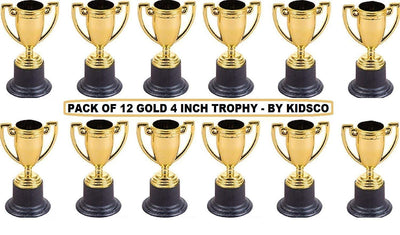 Kicko Plastic Golden Cup Trophy - 12 Pieces 4 Inch Achievement Prize Award - Perfect