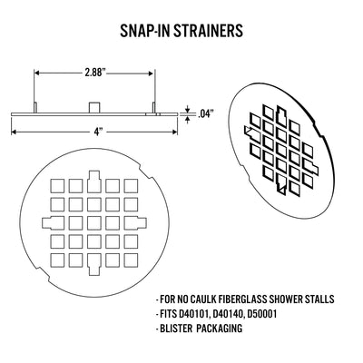 Satin Nickel Round Snap-In Shower Drain Grate 4 1/4-in. Replacement