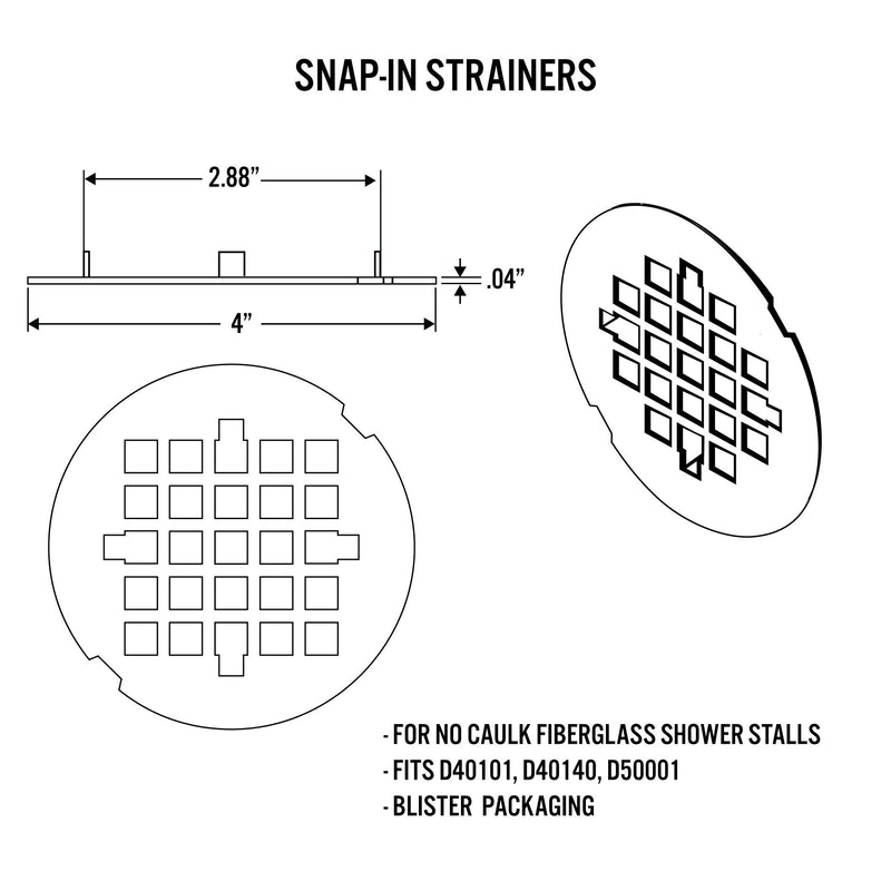 Satin Nickel Round Snap-In Shower Drain Grate 4 1/4-in. Replacement