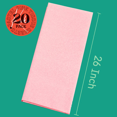 Kicko Pastel Pink Tissue Sheets - 20 Pack - 20 x 26 Inches - for Kids, Party Favors, New