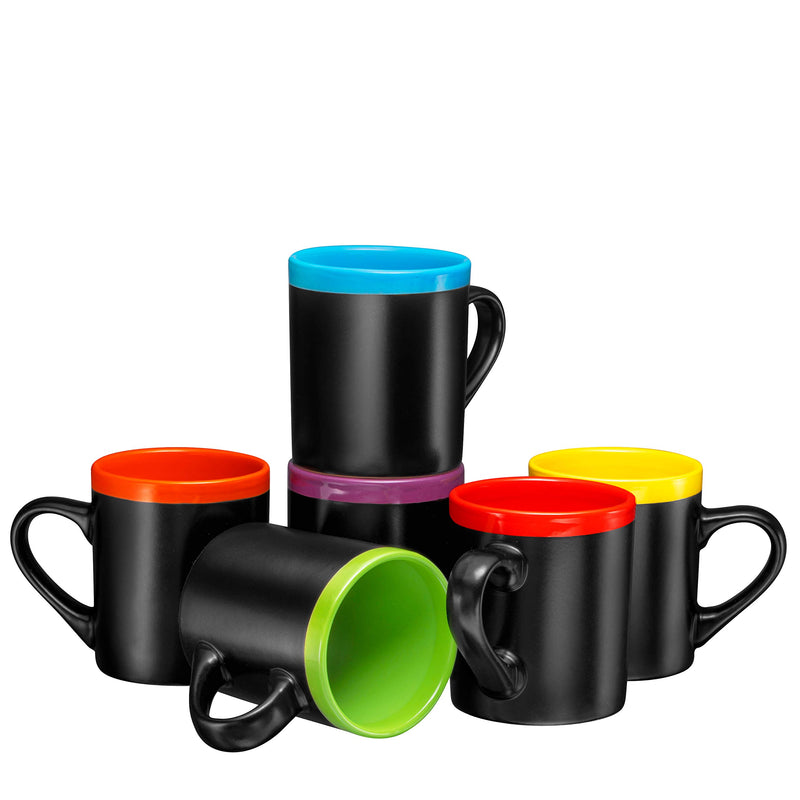 Ceramic Coffee Mugs 10oz Cups Tea Mugs Set of 6 (Matte Black