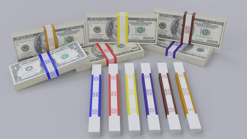 Money Bands Currency Straps- 600 Pieces Self Adhesive Color Coded Money Wrappers for Bills