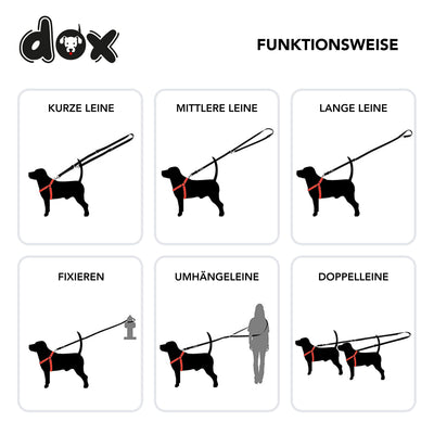 DDOXX Dog Leash Nylon Reflective, Adjustable, 6.6 ft | Many Colors & Sizes | for Small