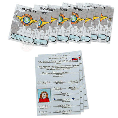 Kicko Color Your Own Passport - Pack of 12, 7 Inch Paper Passports for Arts and Crafting