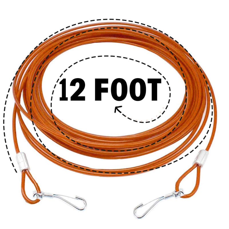 Katzco Dog Lead - 12 Foot Coil Wire Dog Cable for Large Dogs, 2 Pack - Extra Strong Swivel