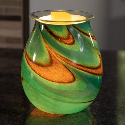 VP Home Radiant Art Glass Fragrance Warmer (Viridian Swirl