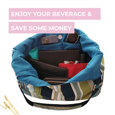 PortoVino Swankey Tiki Wine Tote with Hidden, Insulated Compartment, Holds and Pours 4