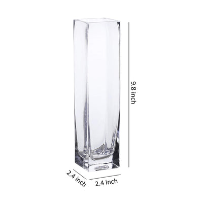 Clear Square Glass Vase Set of 4 (2.35X10inch