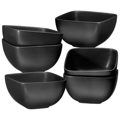 Large Ceramic 5.5" Square Bowls - 26 Oz Durable Non-Toxic Ceramic Bowls Set Of 6