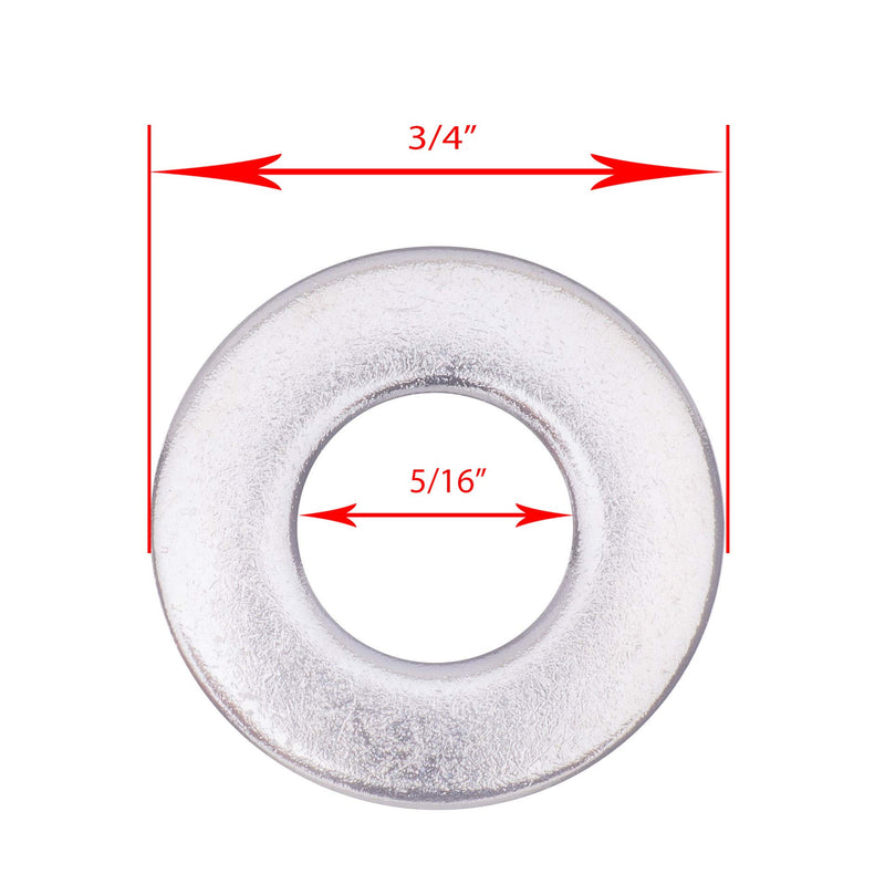 5/16" x 3/4" OD Chrome Coated Stainless Flat Washer, (100 Pack) - Choose Size, by Bolt