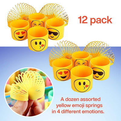 Kicko Emoji Coil Springs - 12 Pack, 3 Inch - Party Favors, Bag Prizes and Classroom