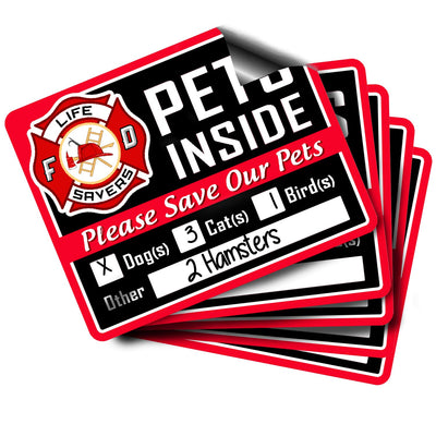 5-Pack Stylish Pet Rescue Stickers Decals for House Windows Doors | 5" x 4" Made