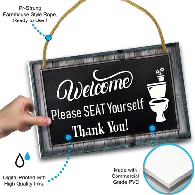 Bigtime Signs Funny Restroom Sign for Bathroom - Welcome, Please Seat Yourself - 11.5 x 7