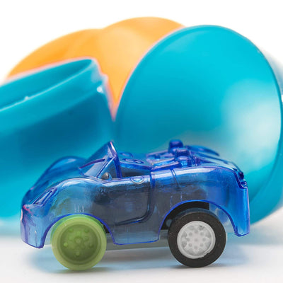 Kicko Mini Pull Back Car Filled Surprise Eggs - 12 Pack - 2 Inch - for Kids, Party Favors