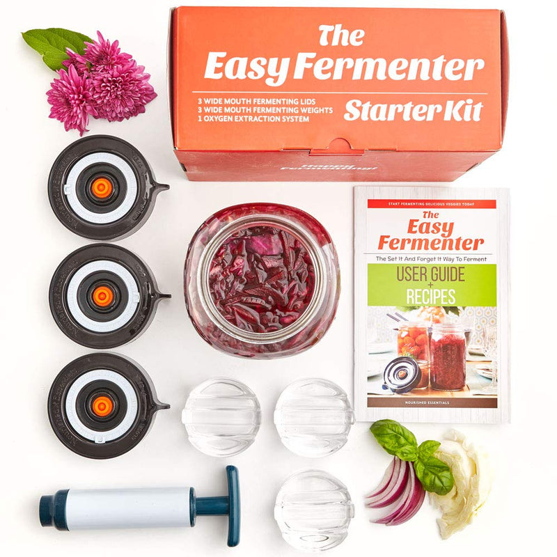 Easy Fermenter Wide Mouth Fermentation Kit (3 Lids + 3 Weights + Pump)