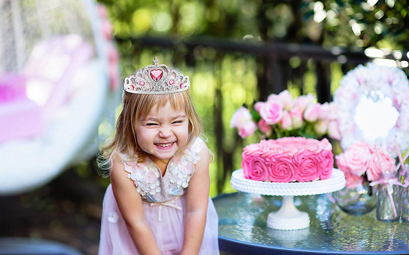 Kicko Tiaras with Pink Heart Stones - 12 Adjustable Pieces - for Kids, Girls, Women