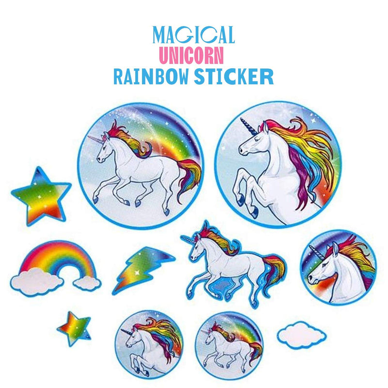 Kicko Magical Unicorn Rainbow Sticker Sheets - Pack of 12 Sheets for Fanciful Party