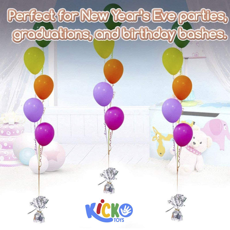 Kicko Silver Balloon Weights - 12 Pack Metallic Decorative Helium Tie-Downs - for Party