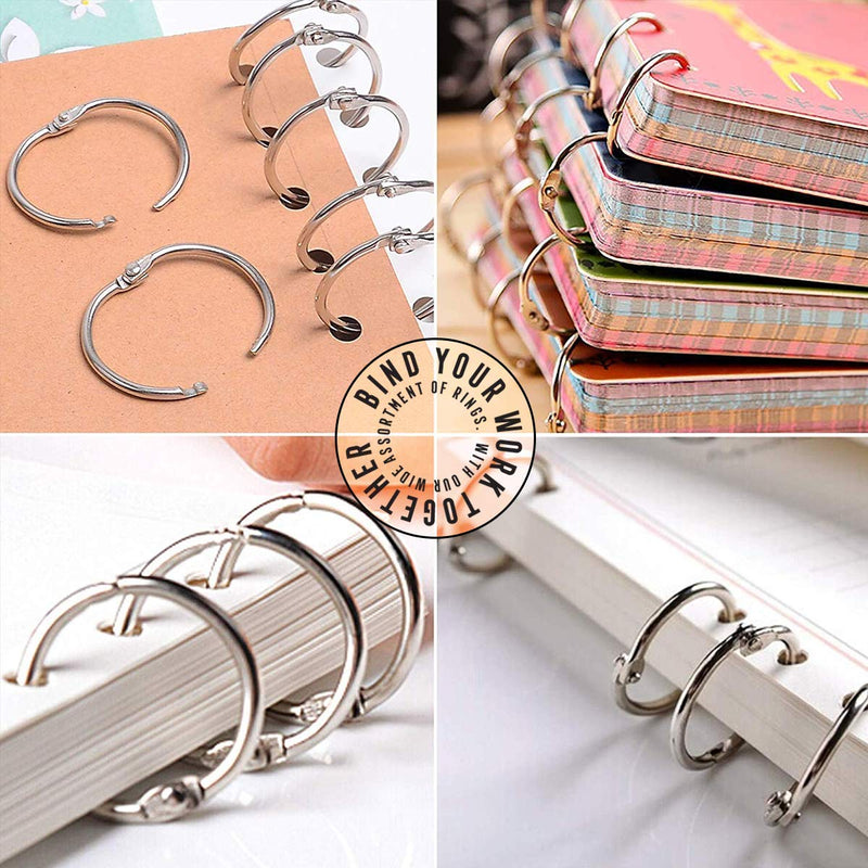 Kicko Metal Binder Rings - 48 Pack - 1 Inch Steel Interlocking Hoops - as School