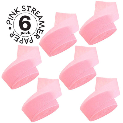 Kicko Pastel Pink Crepe Streamers - 2 Pack, 162 Feet x 1.75 Inches - for Kids, Party