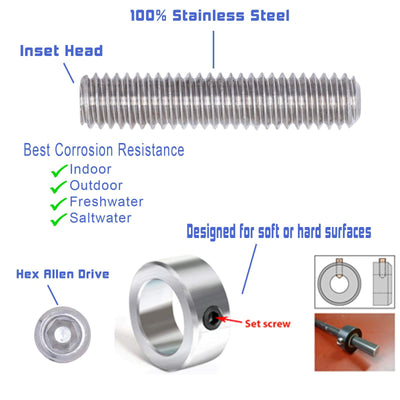 3/8"-16 X 3/4" Stainless Set Screw with Hex Allen Head Drive and Oval Point (25 pc), 18-8