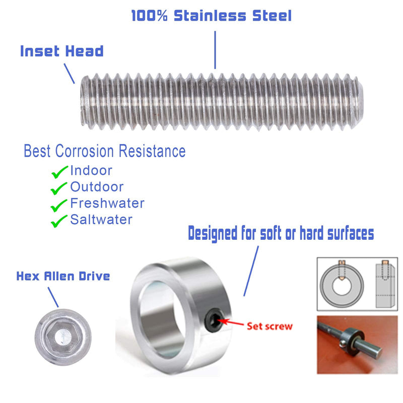 3/8"-16 X 3/4" Stainless Set Screw with Hex Allen Head Drive and Oval Point (25 pc), 18-8