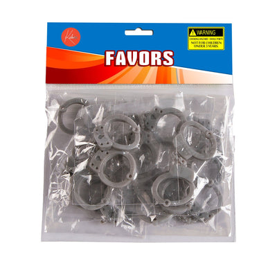 Kicko Rubber Mini Handcuffs 3.5 Inches - Pack of 12 - Gray - for Kids - Party Favors, Bag