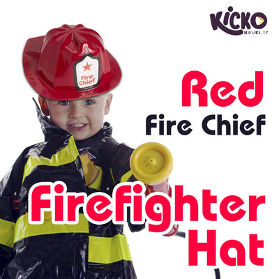 Kicko Red Fire Chief Firefighter Helmet - 12 Pack - Head Fireman Headgear - for Party