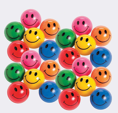 Kicko Rubber Smile Face Bouncing Balls - Pack of 24-1 Inch Assorted Colors - Mini Smiling