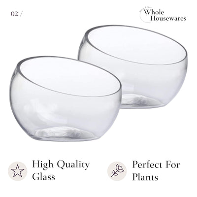 Glass Slant Cut Bowl, Glass Terrarium, Globe Plant Vases, Candle Holders, Candy Jar