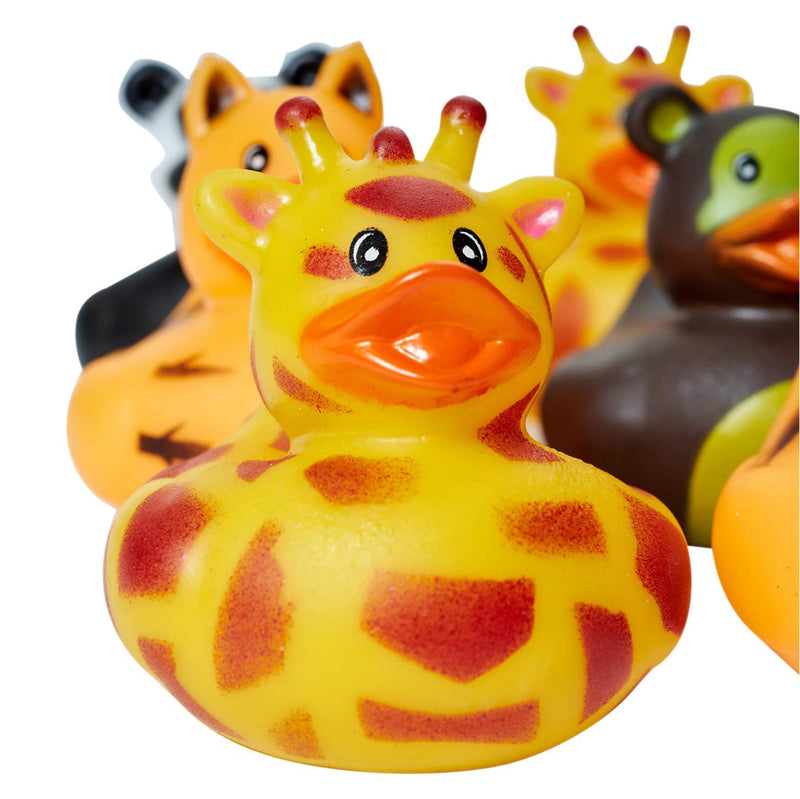 Kicko 12 Pack Zoo Animal Rubber Ducks 2 Inches Assorted Safari Animal Duckies - for Kids