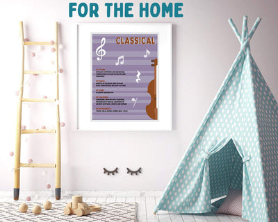 Music Genre Posters For Classroom - Music Classroom Decorations 10 Pack. Music Education