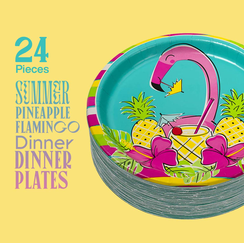 Kicko Flamingo Paper Plates - 24 Pack - 9 Inch - Disposable Dinner Accessories for Party