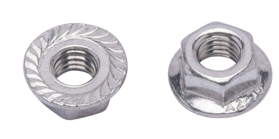 M5-.80 Metric Stainless Serrated Hex Flange Nut, (100 Pack), 304 (18-8) Stainless Steel