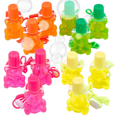 Kicko Bear Bubble Bottle Necklaces - Pack of 12 - Bottle 1.5 X 3 Inches, 30 Inch Cord