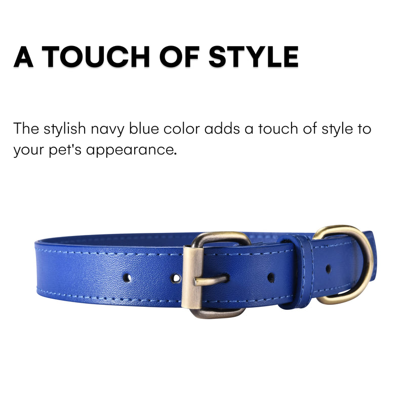 Blue Leather Collars For Dogs - Adjustable Heavy Duty Dog Collar For All Breed